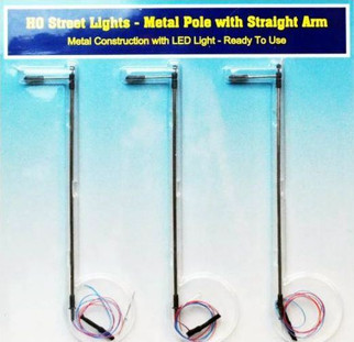RIH012101 HO Scale Rock Island Hobby Street Lights Metal Pole w/Straight Arm