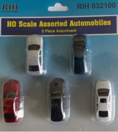 RIH032100 HO Scale Rock Island Hobby Assorted Automobiles (5)