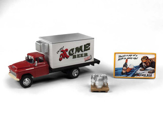 40014 HO Scale Classic Metal Works 1955 Chevy Beer Truck w/Kegs, Skid & Sign