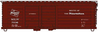 3985 HO Scale Accurail Milwaukee Road Post-1953 w/Hiawathas & MILW Herald 40' Double Door Rib-Side Boxcar Kit