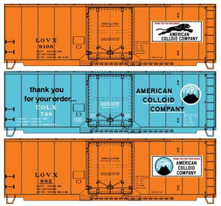 8141 HO Scale Accurail American Colloid Company 40' Insulated Steel Boxcar Kits 3-Pack