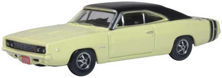 87DC68004 HO Scale Oxford Diecast 1968 Dodge Charger Yellow/Black