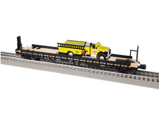 2226280 O Scale Lionel Chesapeake & Ohio 50' Flatcar w/Firetruck #81001