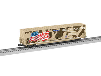 2226991 O Scale Lionel Union Pacific Desert Victory Illuminated Flag Boxcar