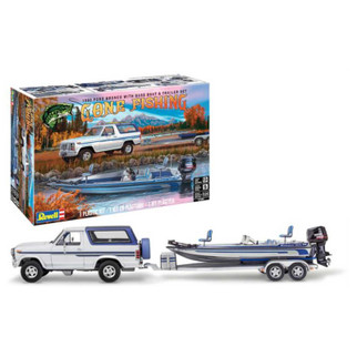 17242 Revell Gone Fishing 1980 Ford Bronco w/Bass Boat & Trailer Set 1/24 Scale Plastic Model Kit