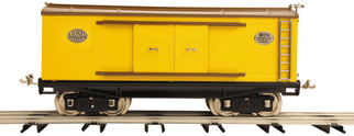 11-30007 O Scale Std Guage Lionel Corporation TinPlate No.214 Std. Guage Box Car-Yellow & Brown(nickel trim)