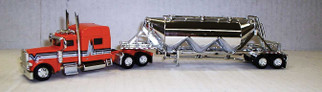 SPEC016 HO Scale Trucks N Stuff Peterbilt 389 Sleeper Cab Tractor w/Pneumatic Bulk Trailer-Orange