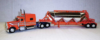 SPEC024 HO Scale Trucks N Stuff Peterbilt 389 Sleeper Cab Tractor w/Pneumatic Bulk Trailer-Orange/White