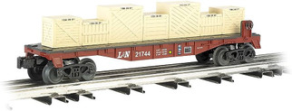 47555 O Scale Williams by Bachmann 40' Flat Car w/Crates-Louisville & Nashville