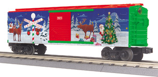30-71155 O Scale MTH RailKing Box Car w/Blinking LEDs-Christmas Car No. 2023