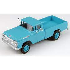 30451 HO Scale Classic Metal Works '60 Ford 4x4 Pickup-Caribbean Blue