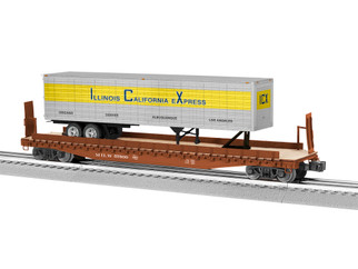 2326390 O Scale Lionel Illinois Central 50' Flatcar w/ICX Trailer