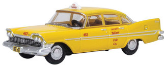 87PS59002 HO Scale Oxford Diecast Plymouth Belvedere Sedan 1959 Tanner Yellow Cab Co