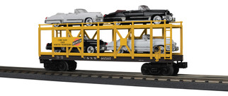 30-76879 O Scale MTH RailKing Auto Carrier Flat Car w/(4) '49 Cadillac Coupe De Villes-Chicago North Western