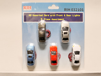 HO Scale Rock Island Hobby Assorted Cars w/Front & Rear Lights (5)