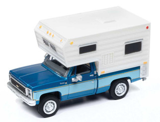 HO Scale Classic Metal Works 1977 Chevy Truck Camper -Blue/Lt Blue