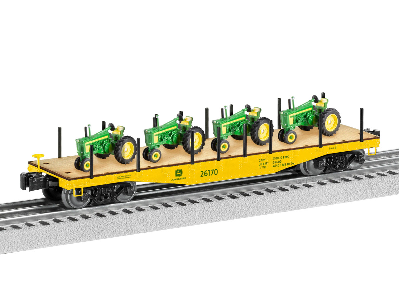 O Scale John Deere 40' Flatcar w/Tractor Load