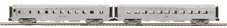 20-64243 O Scale MTH Premier 2-car 70' Streamlined Slpr/Diner Passenger Set(Ribbed Sided)-Santa Fe(Plated)