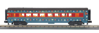 30-68272 O Scale MTH RailKing 60' Streamlined Coach Car w/LED Lights-North Pole