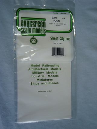 9009 Evergreen Scale Models Styrene Sheet Plain 6 x 12"