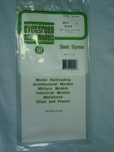 4 9010 Plain Sheet .010x6x12 Styrene by Evergreen Scale Models EVG9010 for sale online 