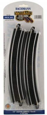 44401 Bachmann HO 18" Radius Curved Steel Alloy E-Z Track (with black roadbed)
