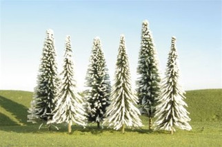 32002 Bachmann HO 5" - 6" Pine Trees with Snow (six pieces per pack)