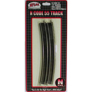 Details about   ATLAS 1/160 N SCALE CODE 55 20" RADIUS HALF CURVE 6 PIECES PER PACK 2027 F/S 