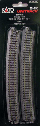 20-150 Kato Unitrack N Scale  28-1/4" Radius Curve 15 Degree (4)