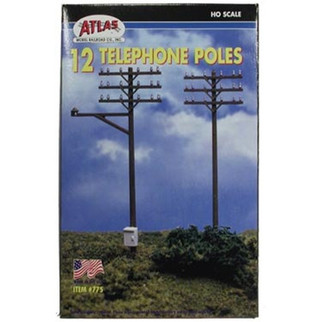 0775 Atlas HO Telephone Poles-12/Set