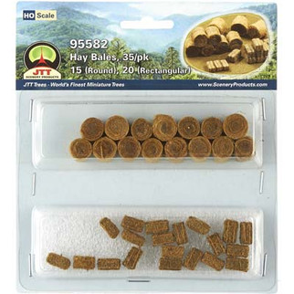 95582 HO Scale JTT Scenery Hay Bales 35/pk 15(Round), (20) Rectangular