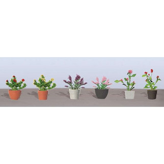 95566 O Scale JTT Scenery Assorted Potted Flower Plants 1, 6/pk