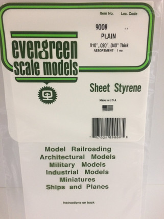 Evergreen Scale Models #9010 Sheet Styrene .010 6 X 12 Inch White 4 PK for sale online