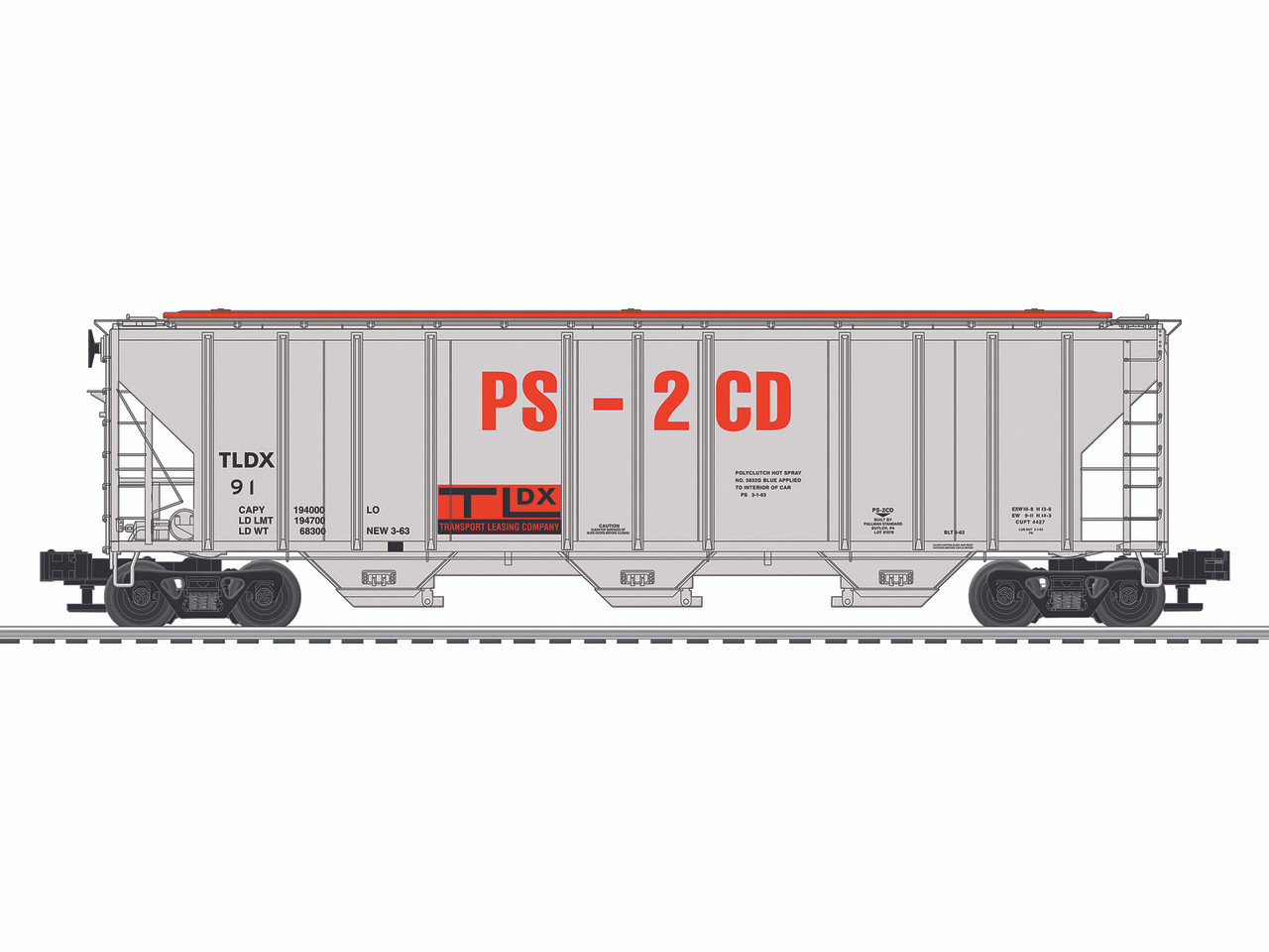 6-84128 O Scale Lionel TLDX Demonstrator PS-2CD Covered Hopper