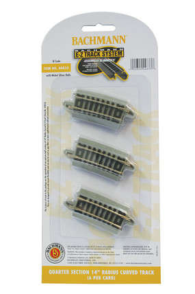 44833 N Scale Bachmann Quarter Section 14" Radius Curved Track(6)
