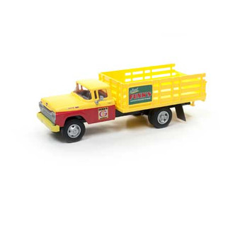 30499 HO Scale Classic Metal Works 1960 Stakebed Ford Truck-Yellow/Yellow & Red Cab