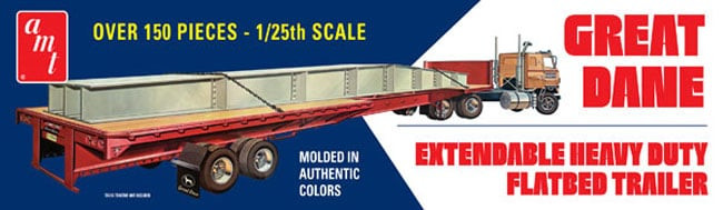 AMT1111 AMT Great Dane Extendable Heavy Duty Flatbed Trailer 1/25