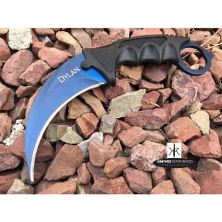 Cs Go Tactical Karambit Hawkbill Knife Survival Hunting Fixed Blade ABS Handle Blue - CUSTOM ENGRAVED