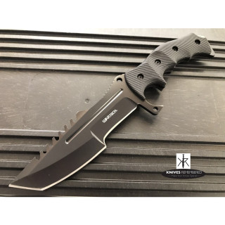 MILITARY TACTICAL COMBAT CSGO HUNTSMAN RAZOR BLADE Hunting Bowie Survival Black Knife - CUSTOM ENGRAVED