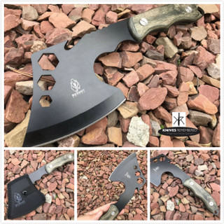 11" COMBAT OUTDOOR TOMAHAWK GUT HOOK THROWING AXE Tactical Battle Hatchet Hunting Hex Hole Zombie Survival Axe - Personalized Engraved