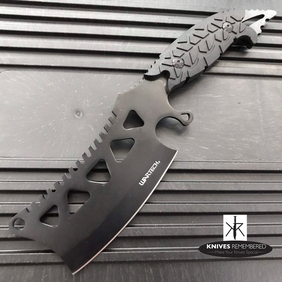 11" FIXED BLADE CLEAVER Style FULL TANG CAMPING HUNTING Black Knife with Sheath CUSTOM ENGRAVED