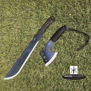 Machete Knife and THROWING AXE HATCHET w/ Carry Nylon Case COMBO SET for Outdoor Camping Hunting - Personalized Engraved