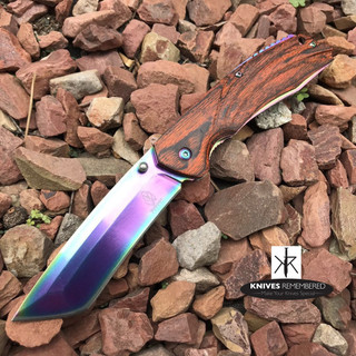 9" BUCKSHOT TANTO CLEAVER RAZOR Blade Assisted Open Pocket Folding Knife CAMPING HUNTING Rainbow - Custom Engraved