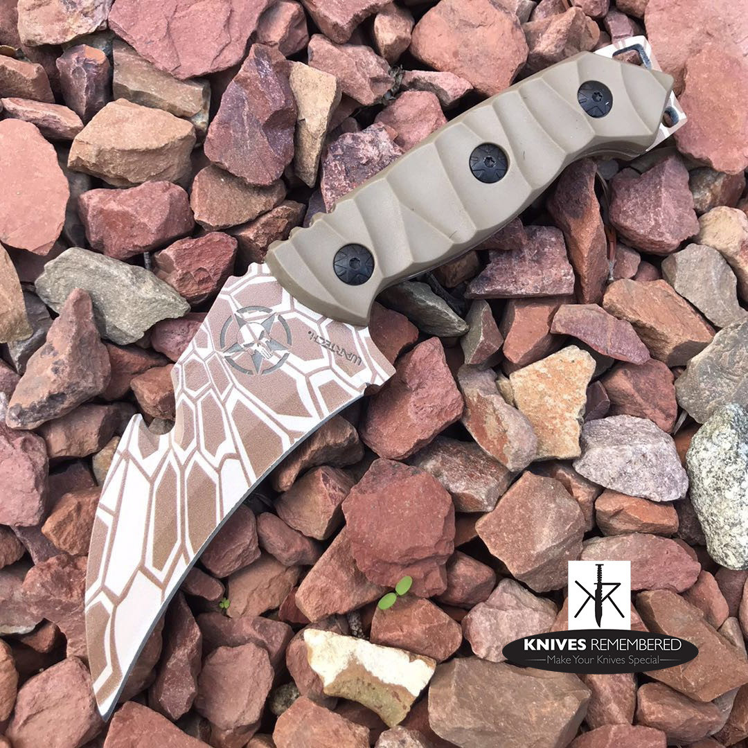 8.5" Full Tang Tactical Karambit Combat Gut Hook HIKING Fixed Razor Blade Knife Camo Custom