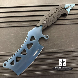 11" FIXED BLADE CLEAVER Style FULL TANG CAMPING HUNTING Blue Knife with Sheath - CUSTOM ENGRAVED