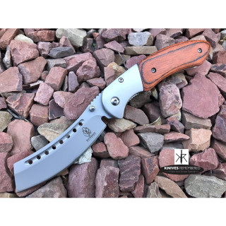 Buckshot Knives Thumb Open Spring Assisted Cleaver Classic Pocket Knife Wood - CUSTOM ENGRAVED