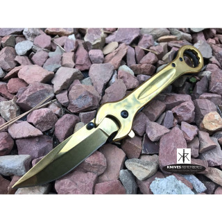 7.5" WRENCH KNIFE MULTI TOOL POCKET KNIFE Assisted Open Mirror Finish Tactical EDC Mechanics Folding Gold Blade - CUSTOM ENGRAVED