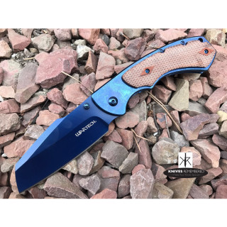 8" Wartech Cleaver Razor Blade Assisted Open Pocket Folding Knife CAMPING HUNTING Blue - CUSTOM ENGRAVED