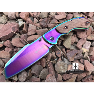8" Wartech Cleaver Razor Blade Assisted Open Pocket Folding Knife CAMPING HUNTING Rainbow - CUSTOM ENGRAVED