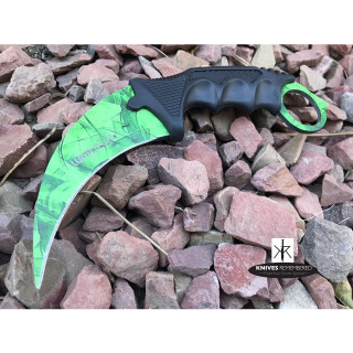 Cs Go Tactical Karambit Hawkbill Knife Survival Hunting Fixed Blade ABS Handle Jungle Green - CUSTOM ENGRAVED
